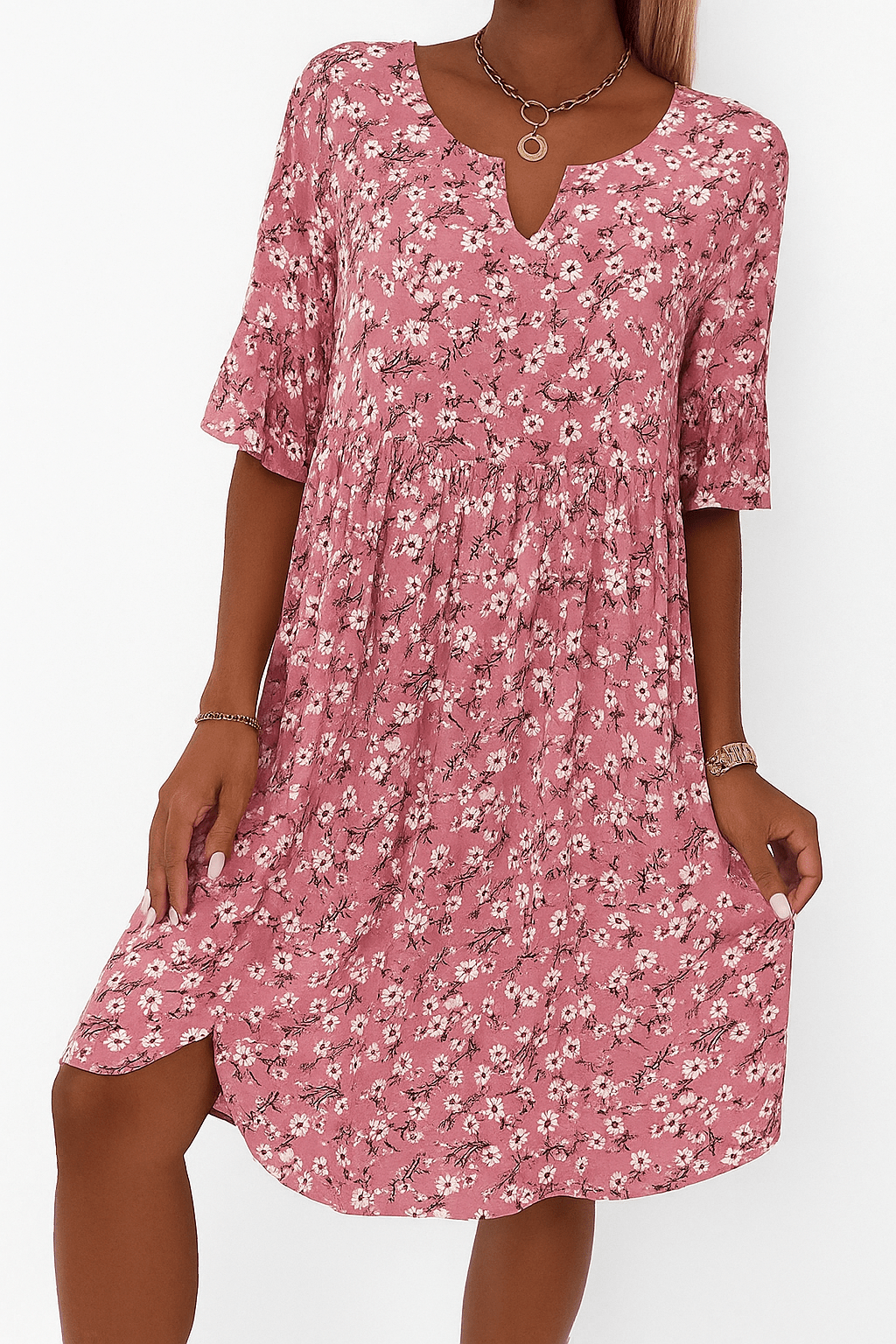 Floral dress for women with flowing design and elegant pattern