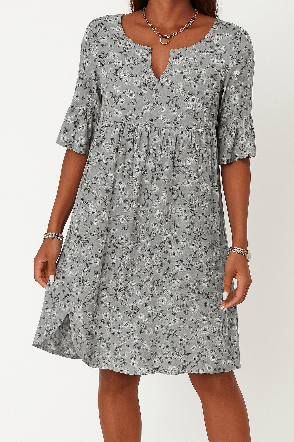 Floral dress for women with flowing design and elegant pattern