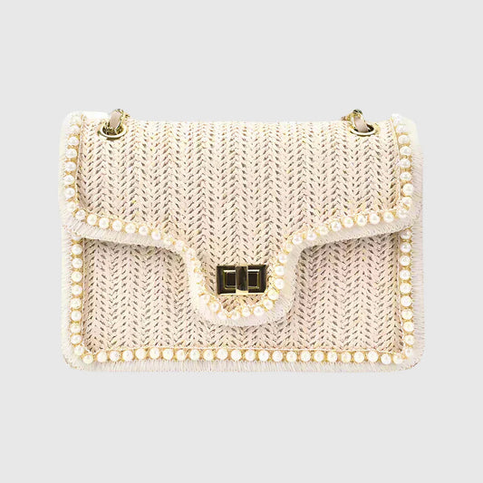 Boho Tote Bag mit Perlendetails