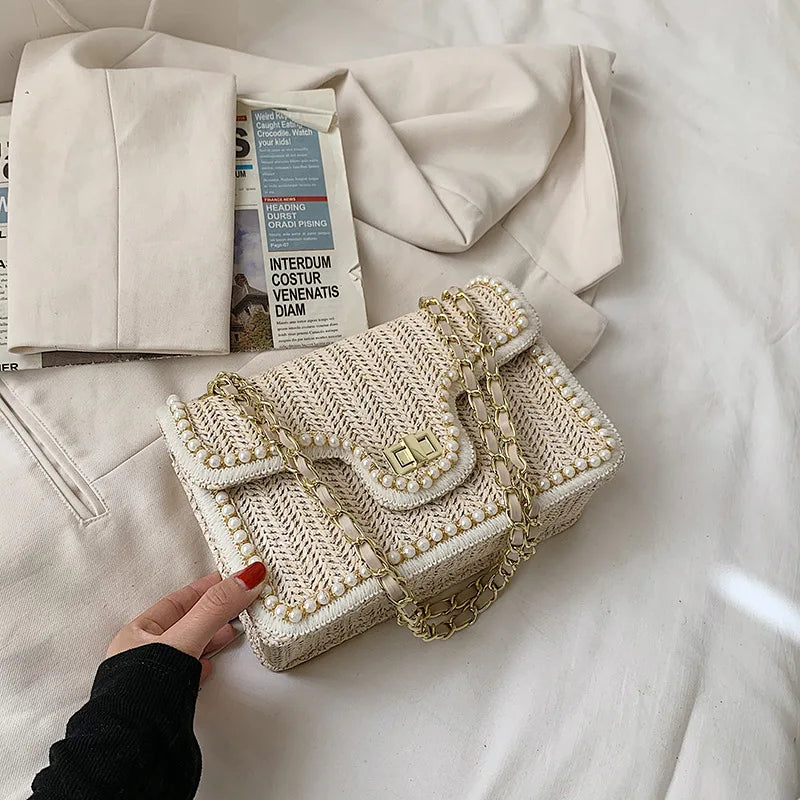 Boho Tote Bag mit Perlendetails