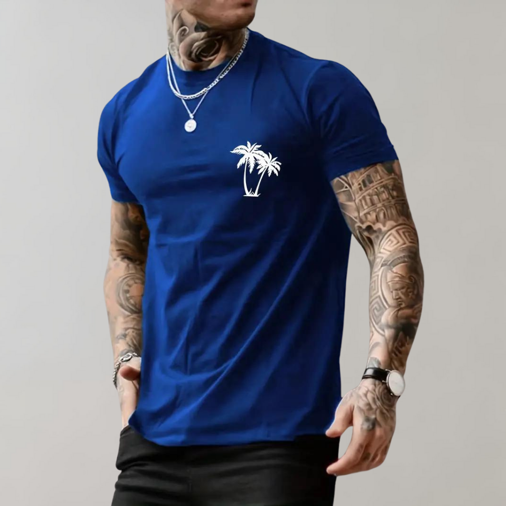 Variant image for Herren T-Shirt Weiß Größe M Baumwolle Palmbaum Grafik-9