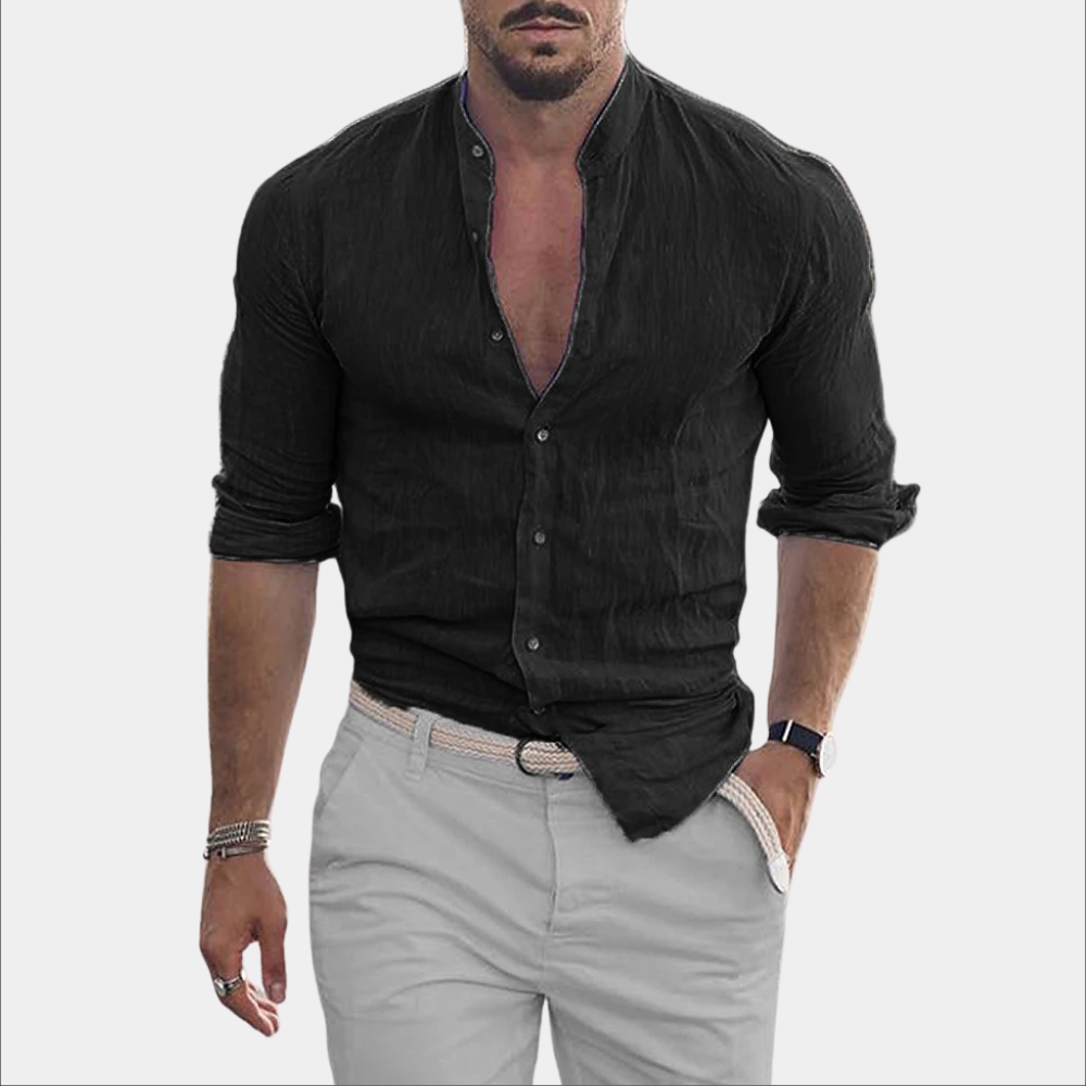 Variant image for Herrenhemd Blau Größe M Leinen Casual Hemden für Herren-1