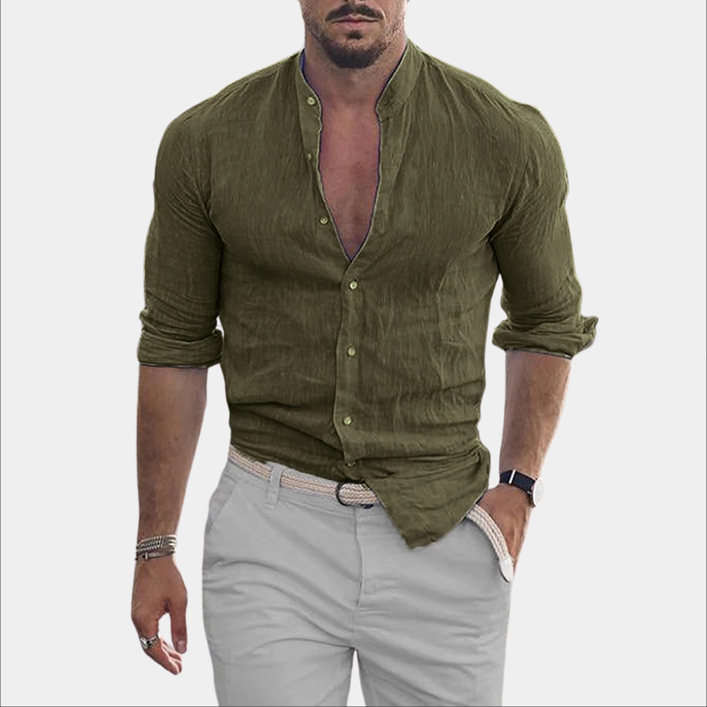 Variant image for Herrenhemd Blau Größe M Leinen Casual Hemden für Herren-19