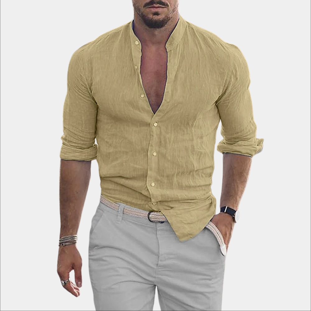 Variant image for Herrenhemd Blau Größe M Leinen Casual Hemden für Herren-25