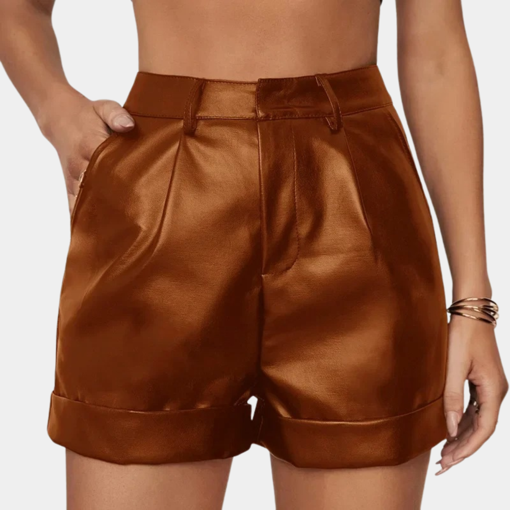 Variant image for Kurze Hosen Damen Schwarz Größe M Kunstleder mit Hoher Taille und Tiefen Taschen-5