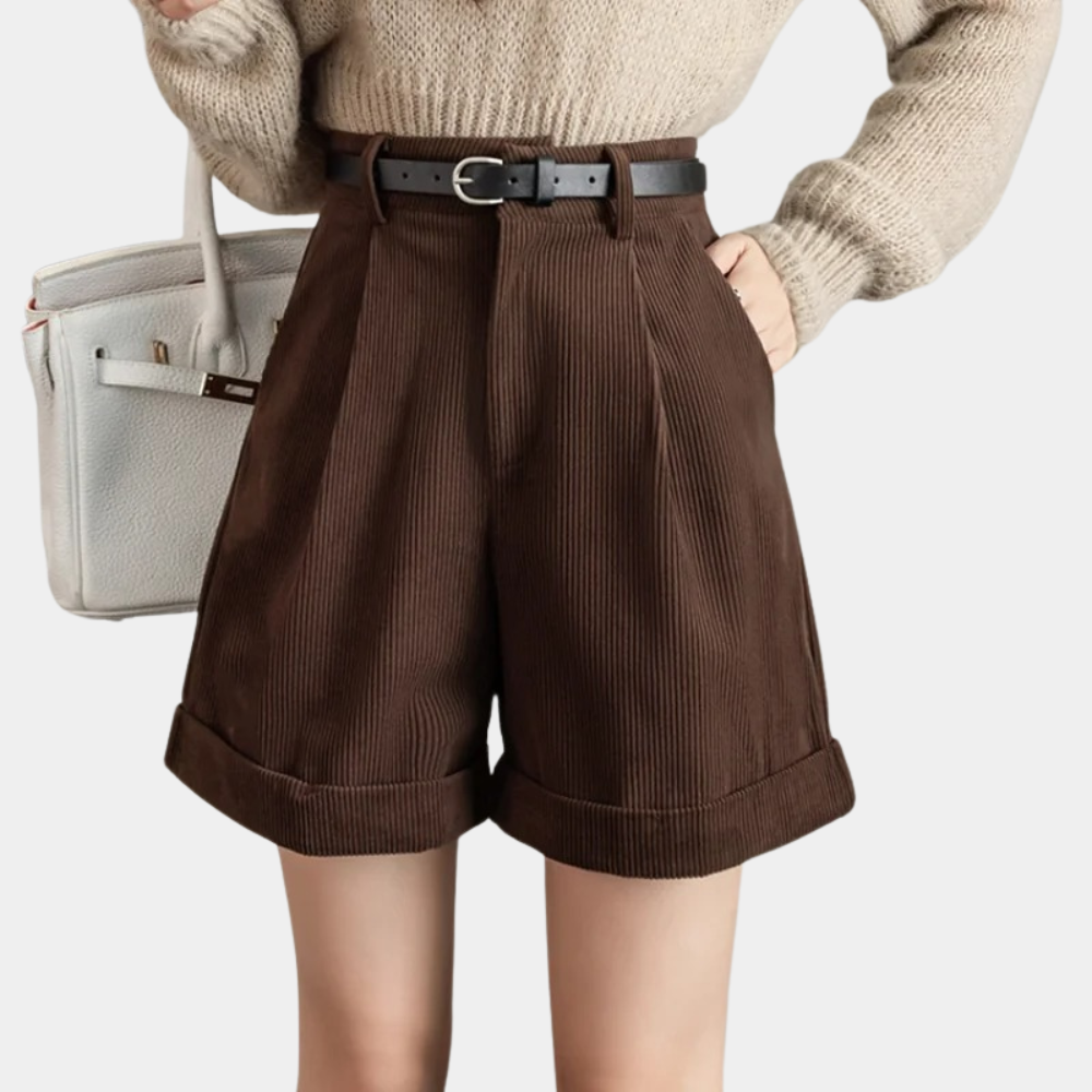 Variant image for Kurze Hosen Damen Beige Größe M Polyester Hoher Bund Weite Beine-5