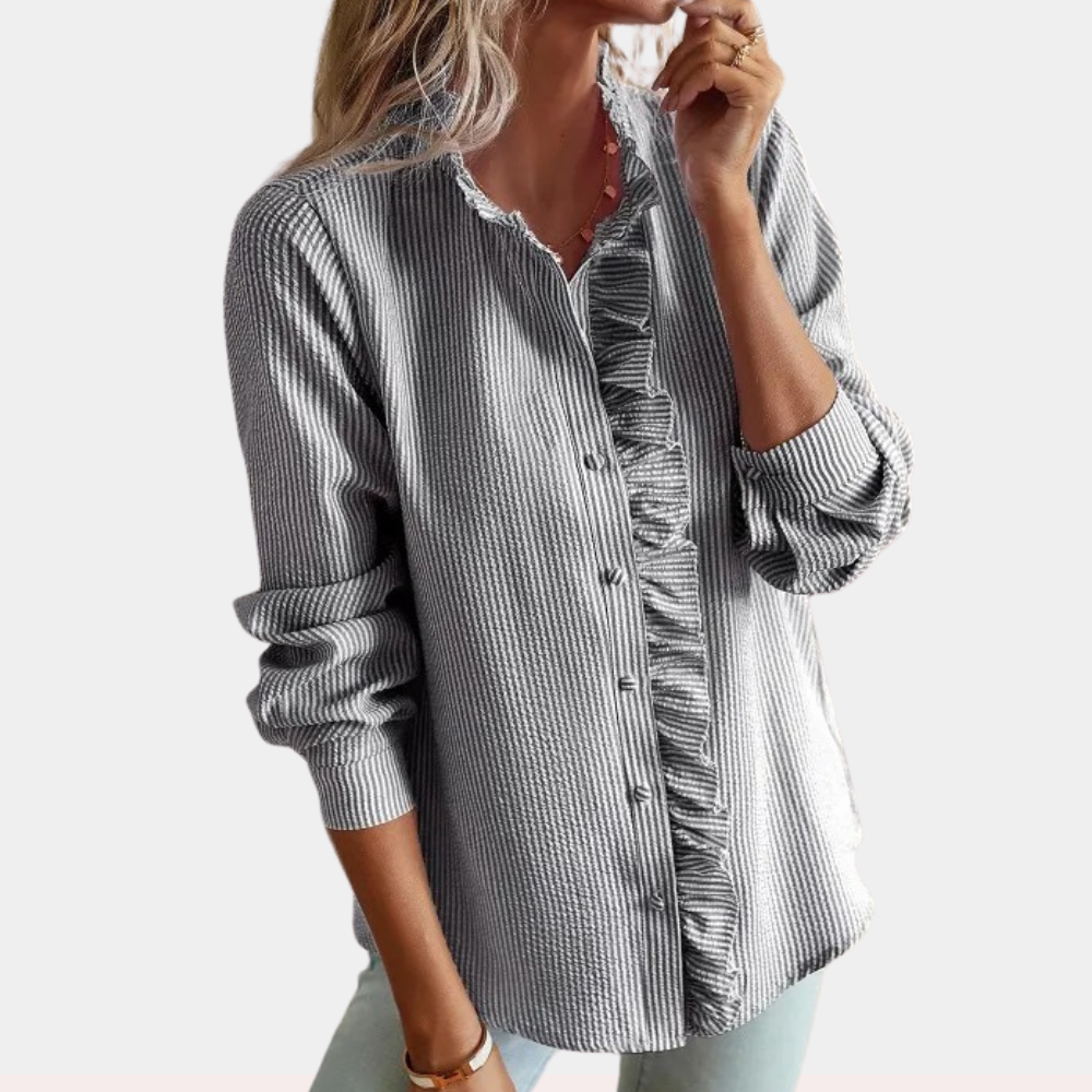 Variant image for Elegante Damen Bluse Gestreift Schwarz Größe M Polyester-11