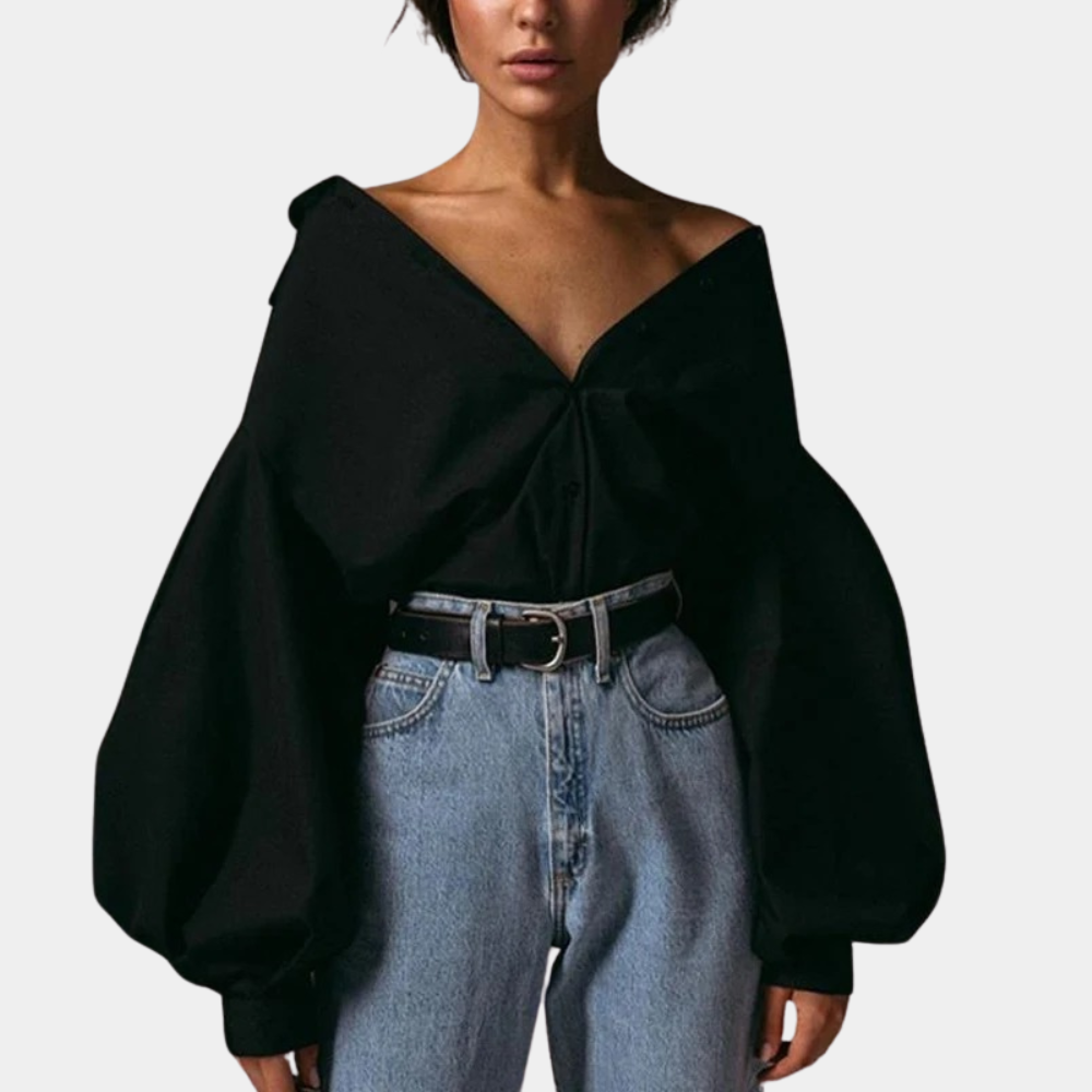 Variant image for Elegante Damen Bluse Weiß Größe M Baumwolle mit Puffärmeln-4