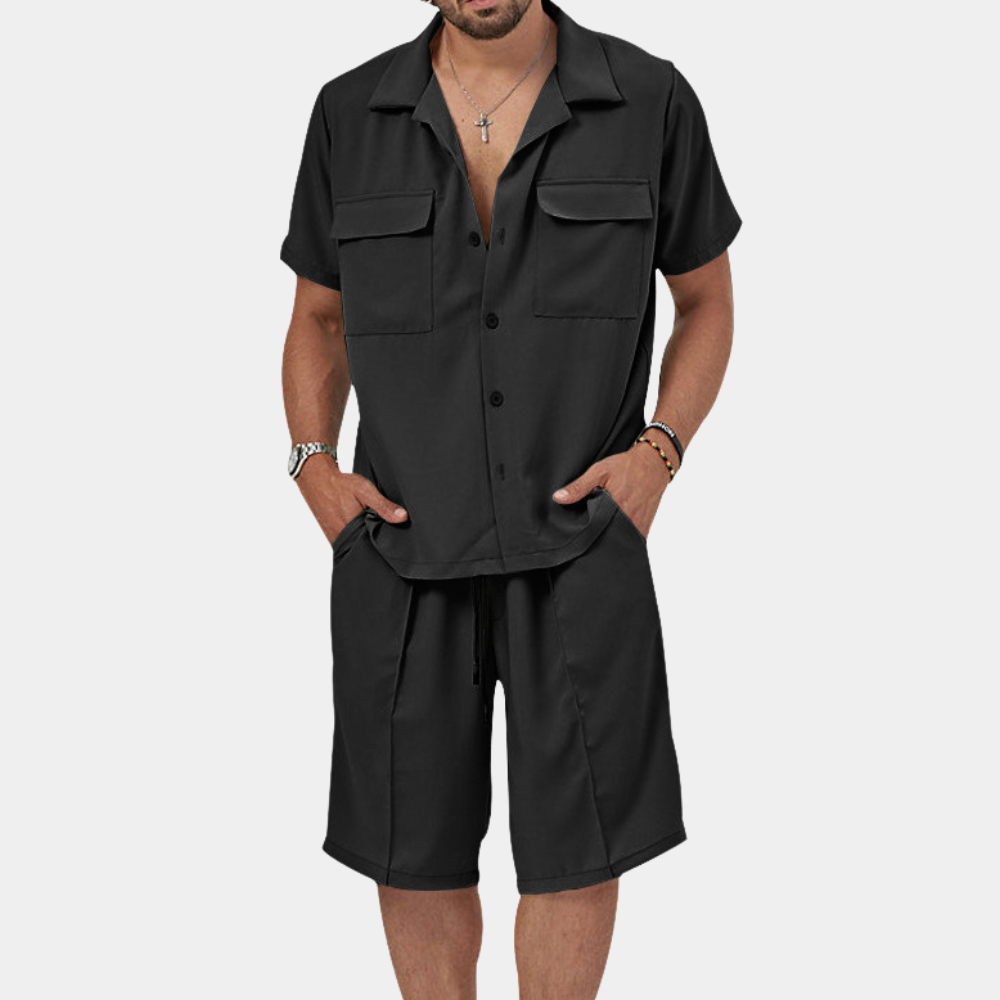Variant image for Herren Set Polo und Shorts Blau Größe M Baumwollmischung-16