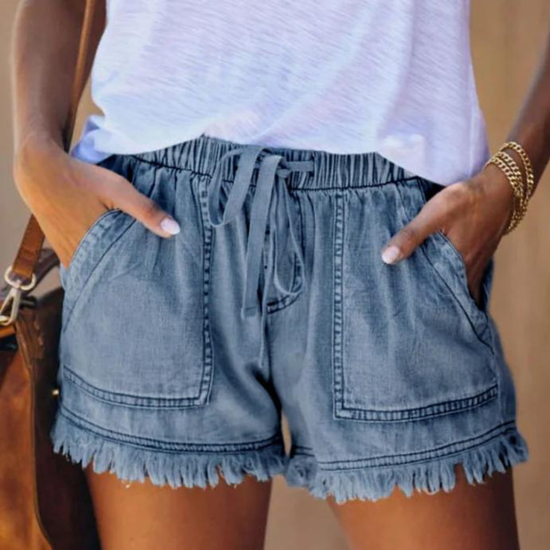 Variant image for Kurze Hosen Damen Blau Größe M Denim - Bequeme Shorts für Damen mit Elastischem Bund und Seitentaschen-11