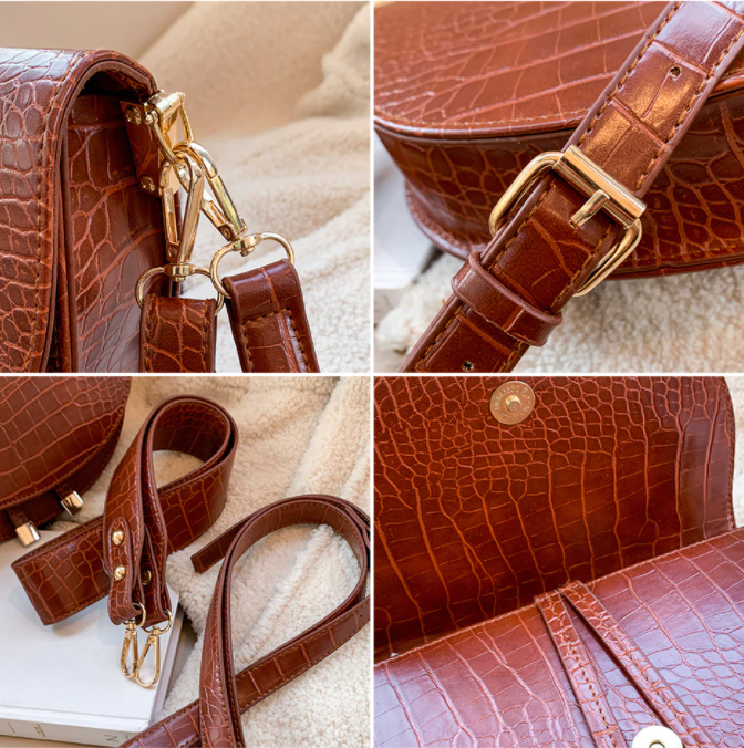 Chelsey crossbody bag made of faux leather with crocodile effect – stylish shoulder bag in earth tones