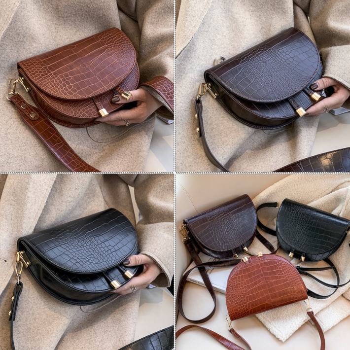 Chelsey crossbody bag made of faux leather with crocodile effect – stylish shoulder bag in earth tones