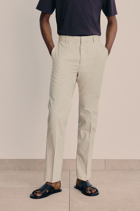 Chino-Hosen mit geradem Bein aus Baumwolle und Leinen