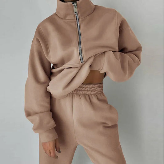 Damen-Trainingsanzug 2er-Set mit Hoher Taille und Bequemer Passform