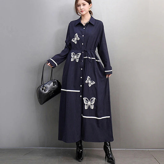 Women's blouse with elegant butterfly embroidery