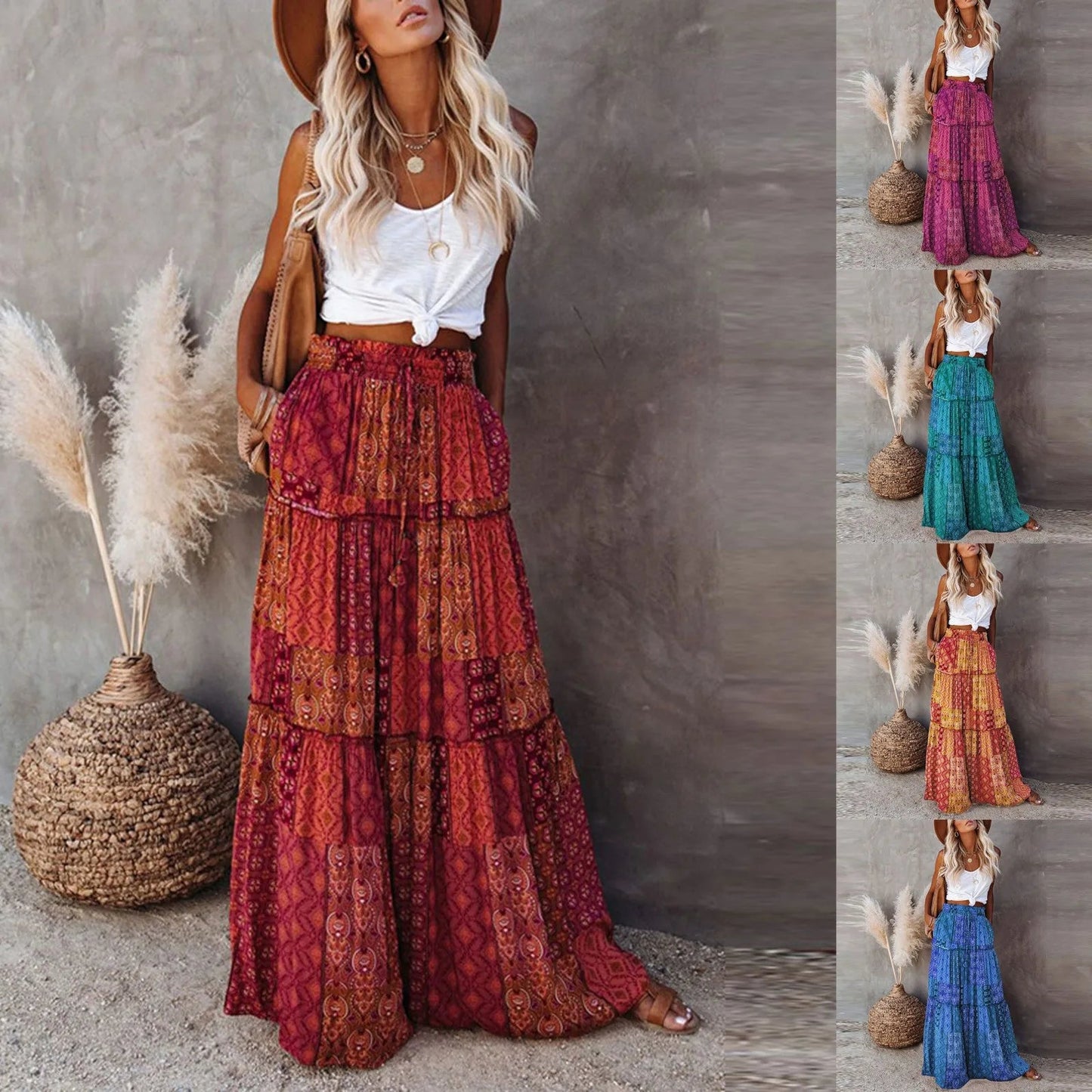 Damen Boho Maxirock