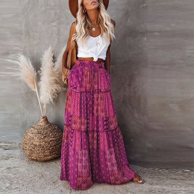 Damen Boho Maxirock