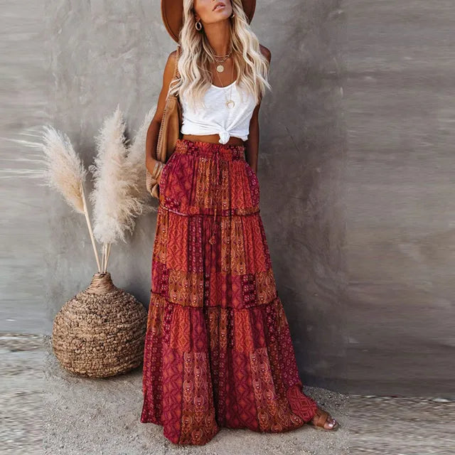 Damen Boho Maxirock