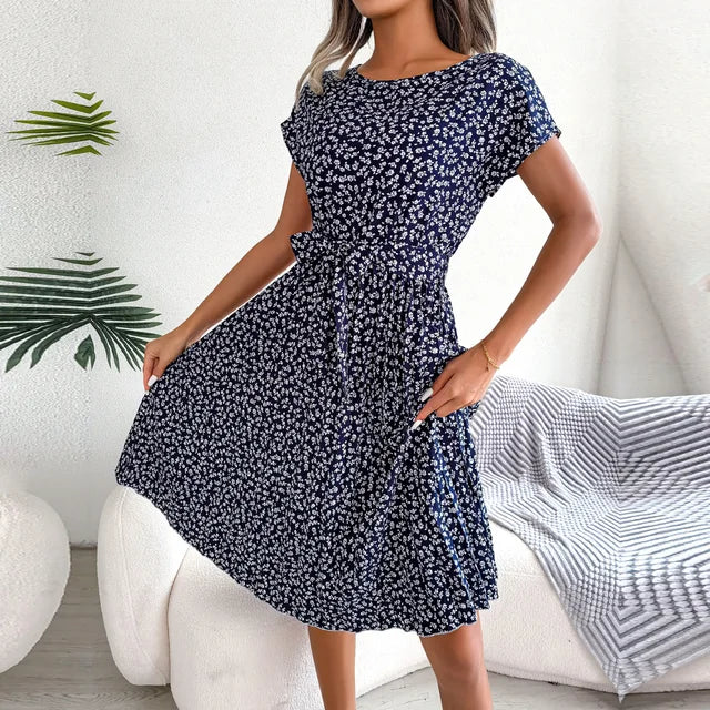 Women's spring dress with floral design