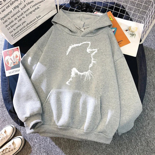 Damen Hoodie mit Katzenmotiv