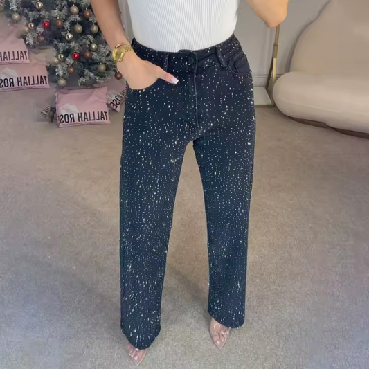 Damen Jeans Dunkelblau mit Glitzerdetails