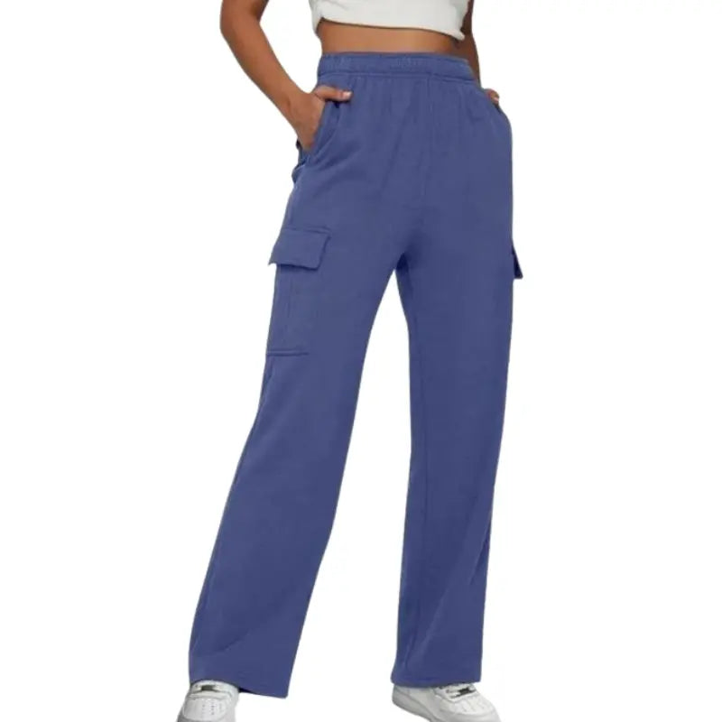 Damen Jogginghose mit Hohem Bund und Weitem Bein – Verstellbarer Bund und Funktionale Taschen 10