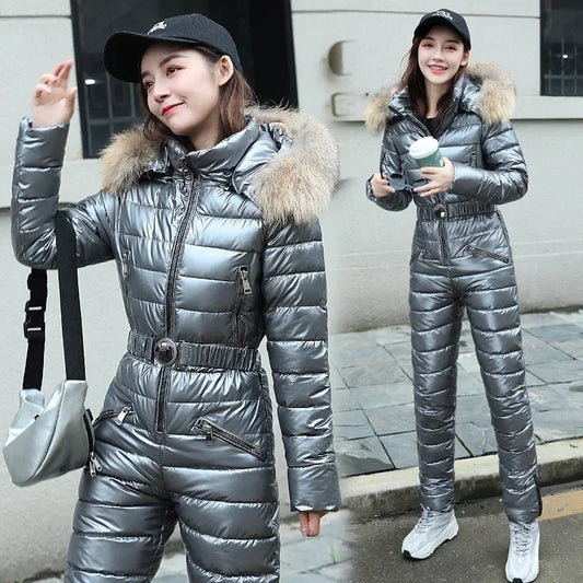 Damen Jumpsuit mit Kapuze und Reißverschluss