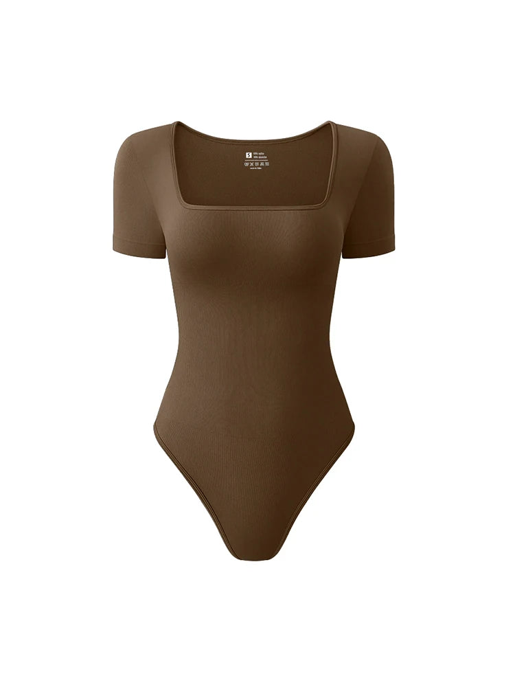 Damen Nahtloser Body mit Kurzen Ärmeln
