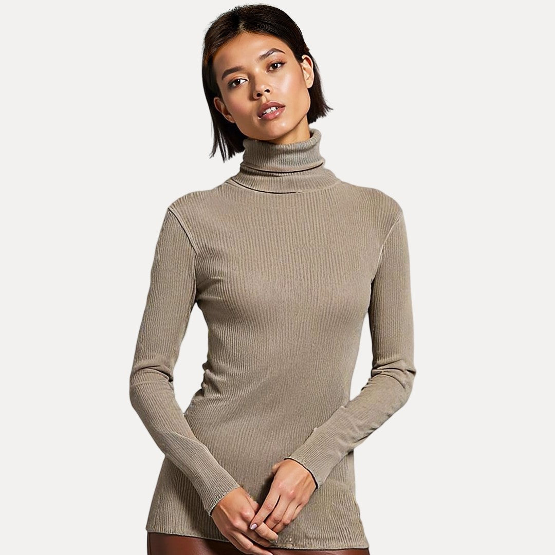 Damen Rollkragenpullover mit Rippstruktur