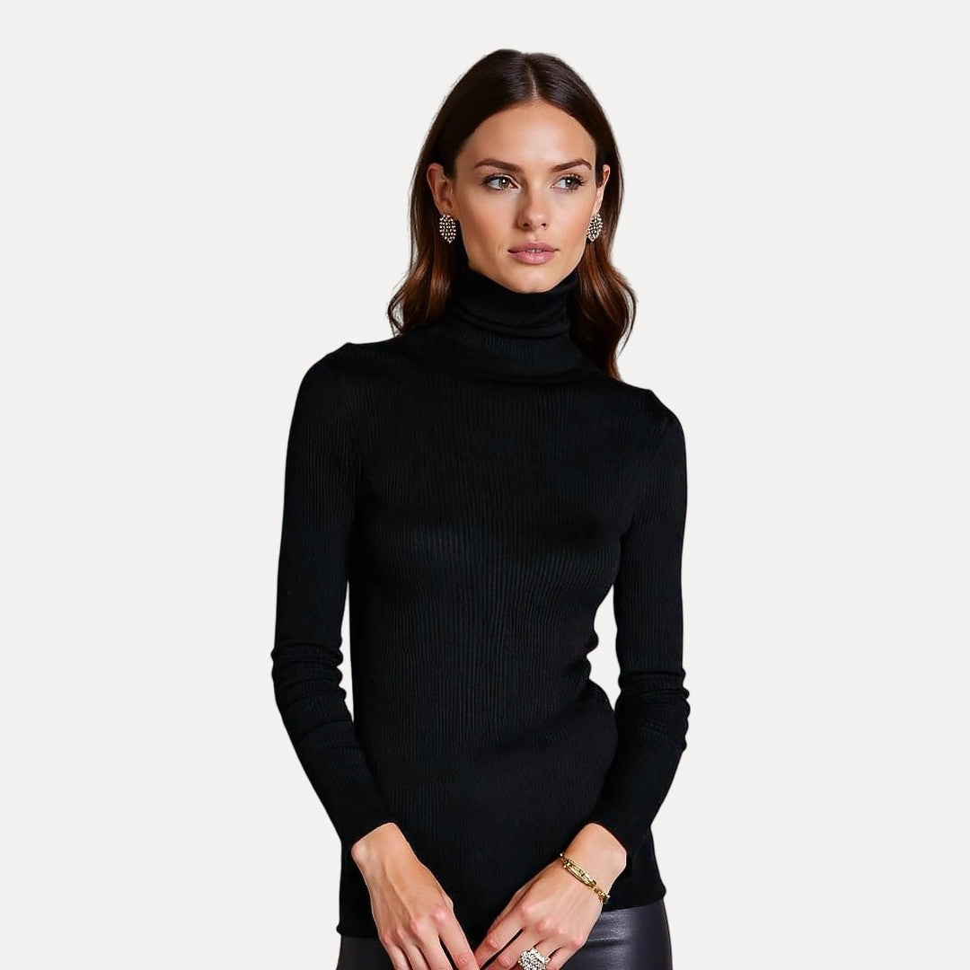 Damen Rollkragenpullover mit Rippstruktur