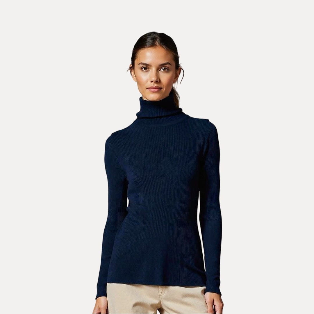 Damen Rollkragenpullover mit Rippstruktur
