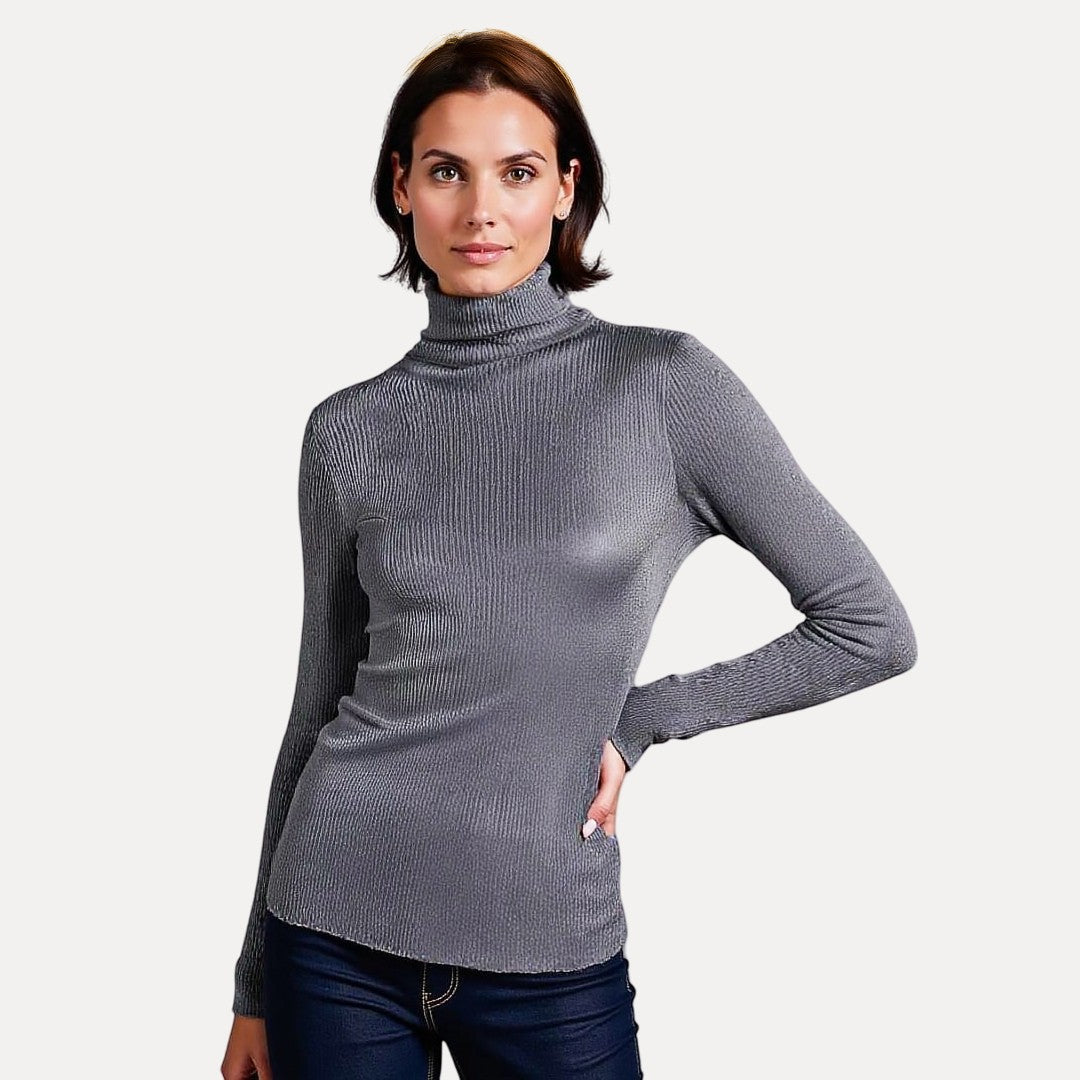 Damen Rollkragenpullover mit Rippstruktur