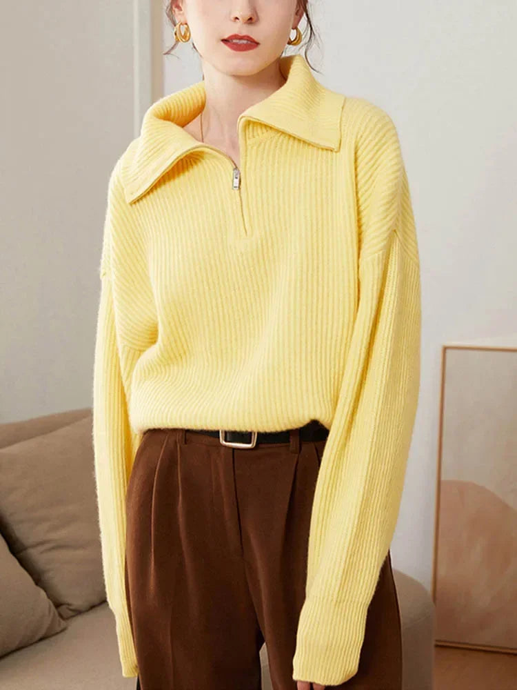 Damen Halbzip-Pullover