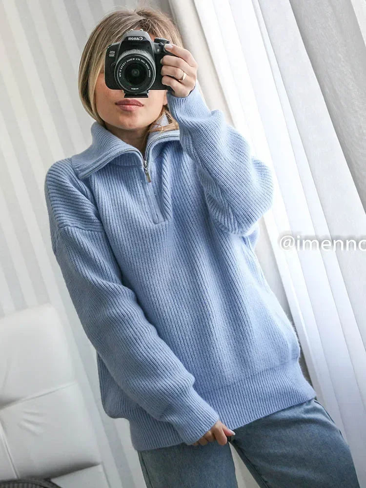 Damen Halbzip-Pullover