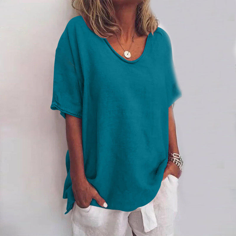 Damen Rundhalsbluse in lockerer Passform