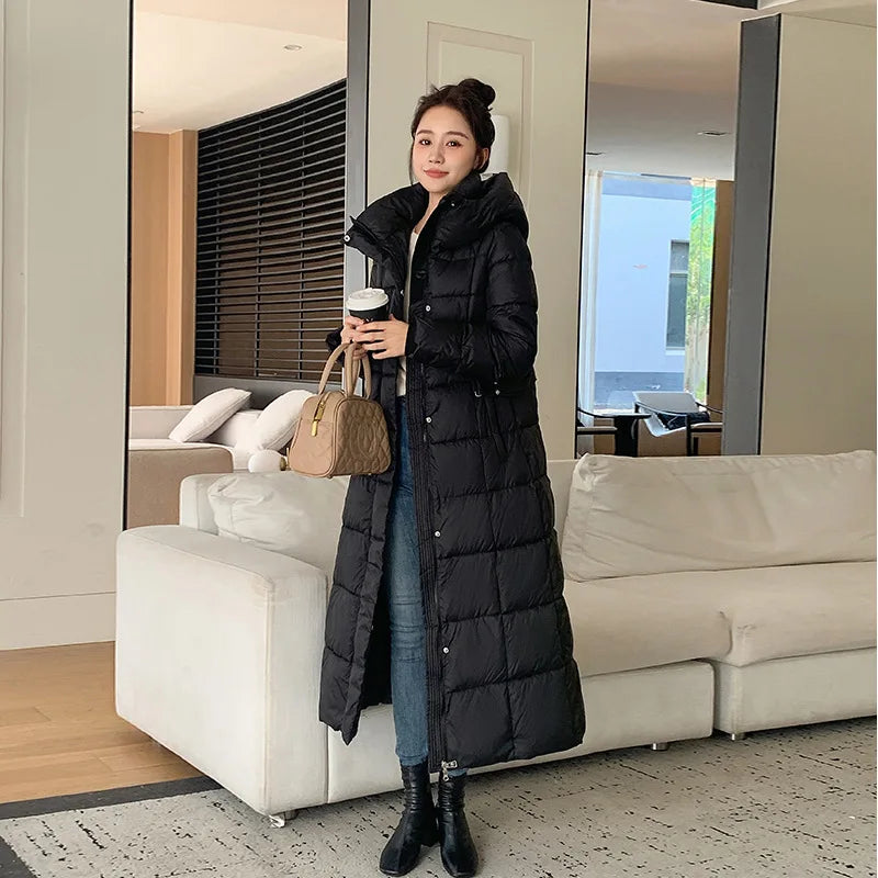 Women's winter down jacket with hood