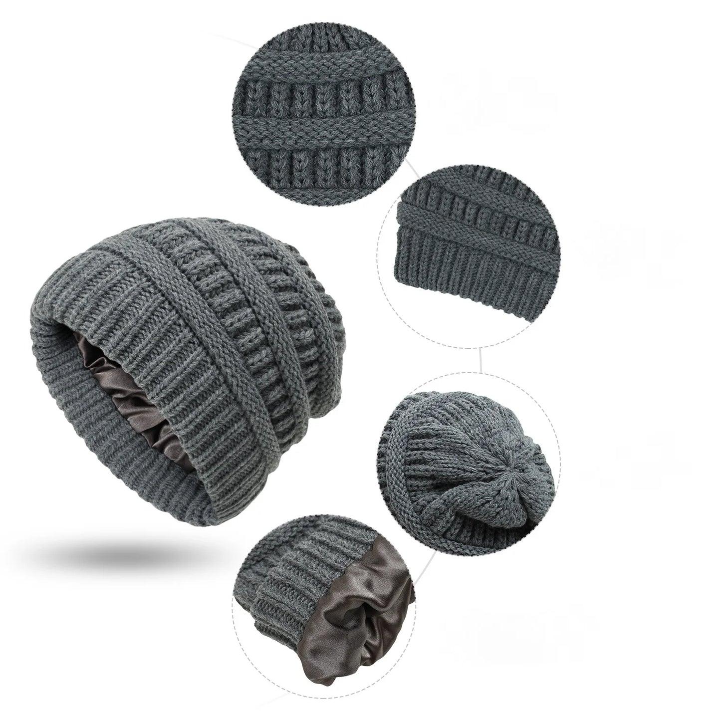 Damen Winterstrickhut aus Satin