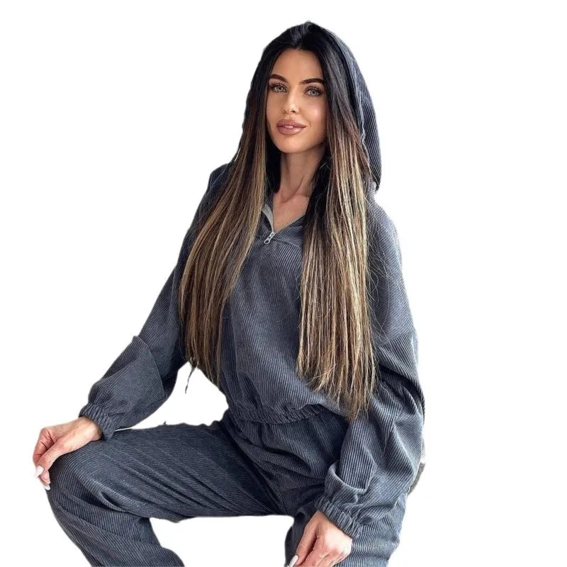 Damen Zweiteiliges Set mit Kapuze und langen Ärmeln