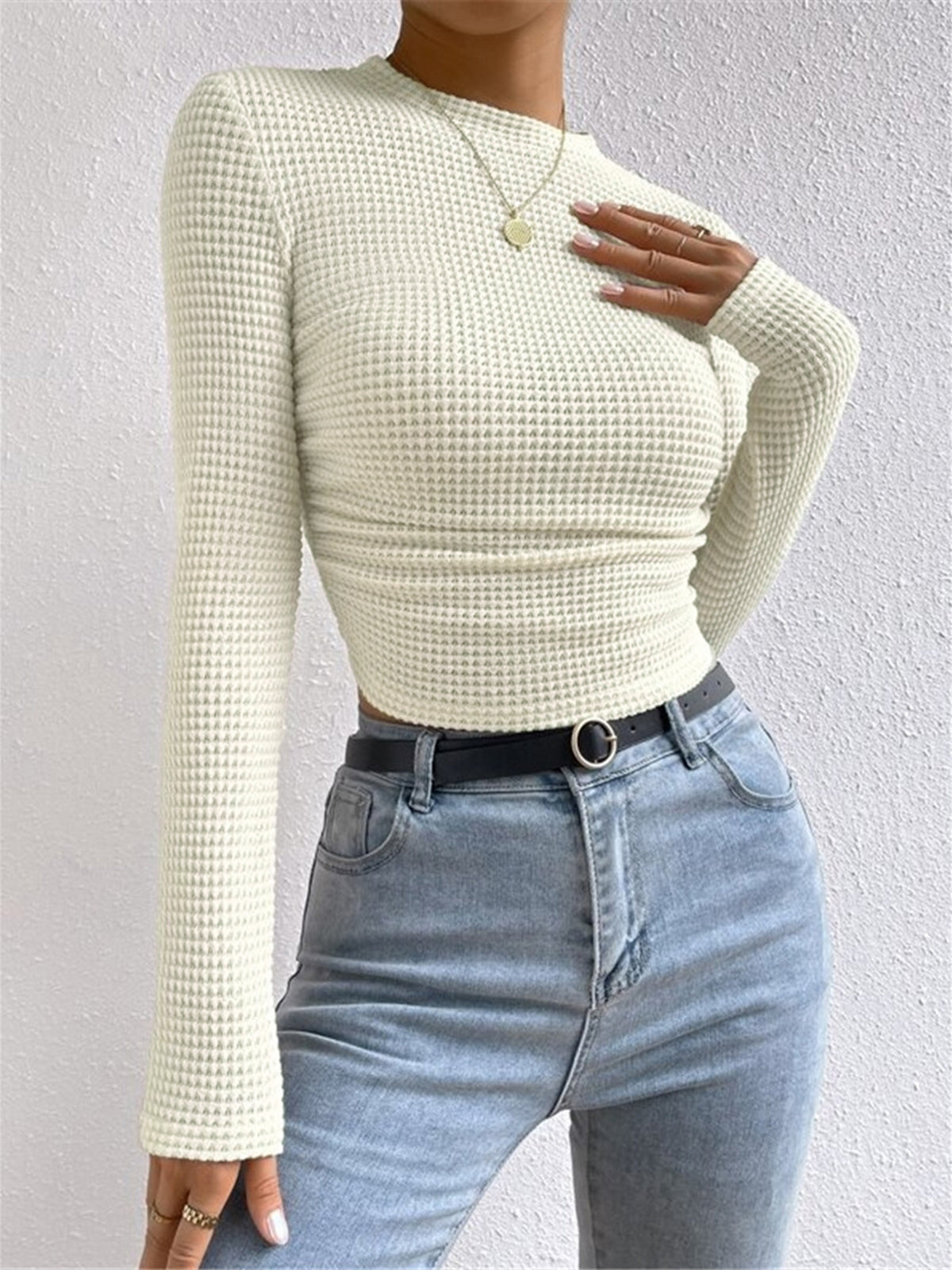 Damenpullover Slim Fit Waffle