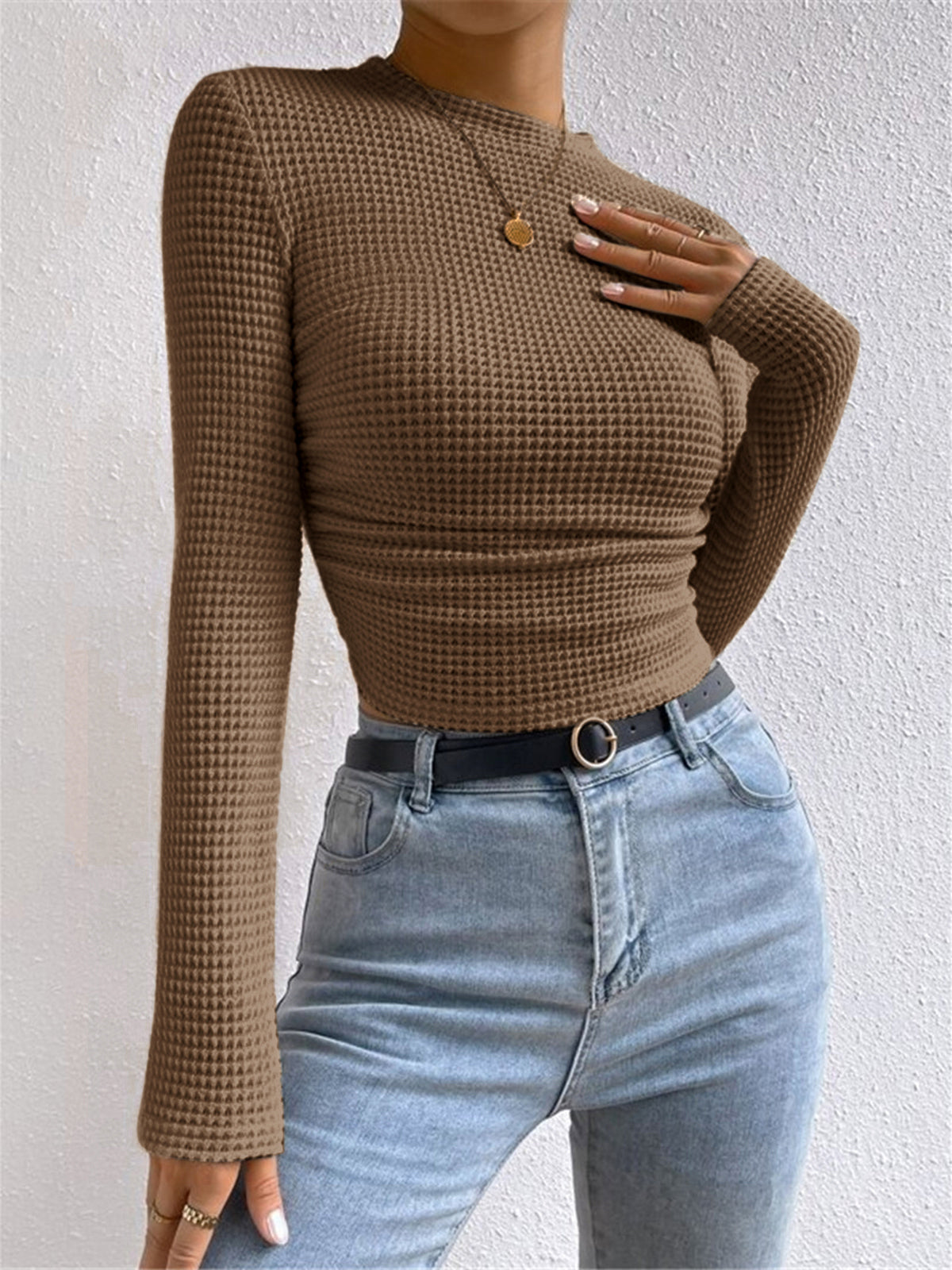 Damenpullover Slim Fit Waffle