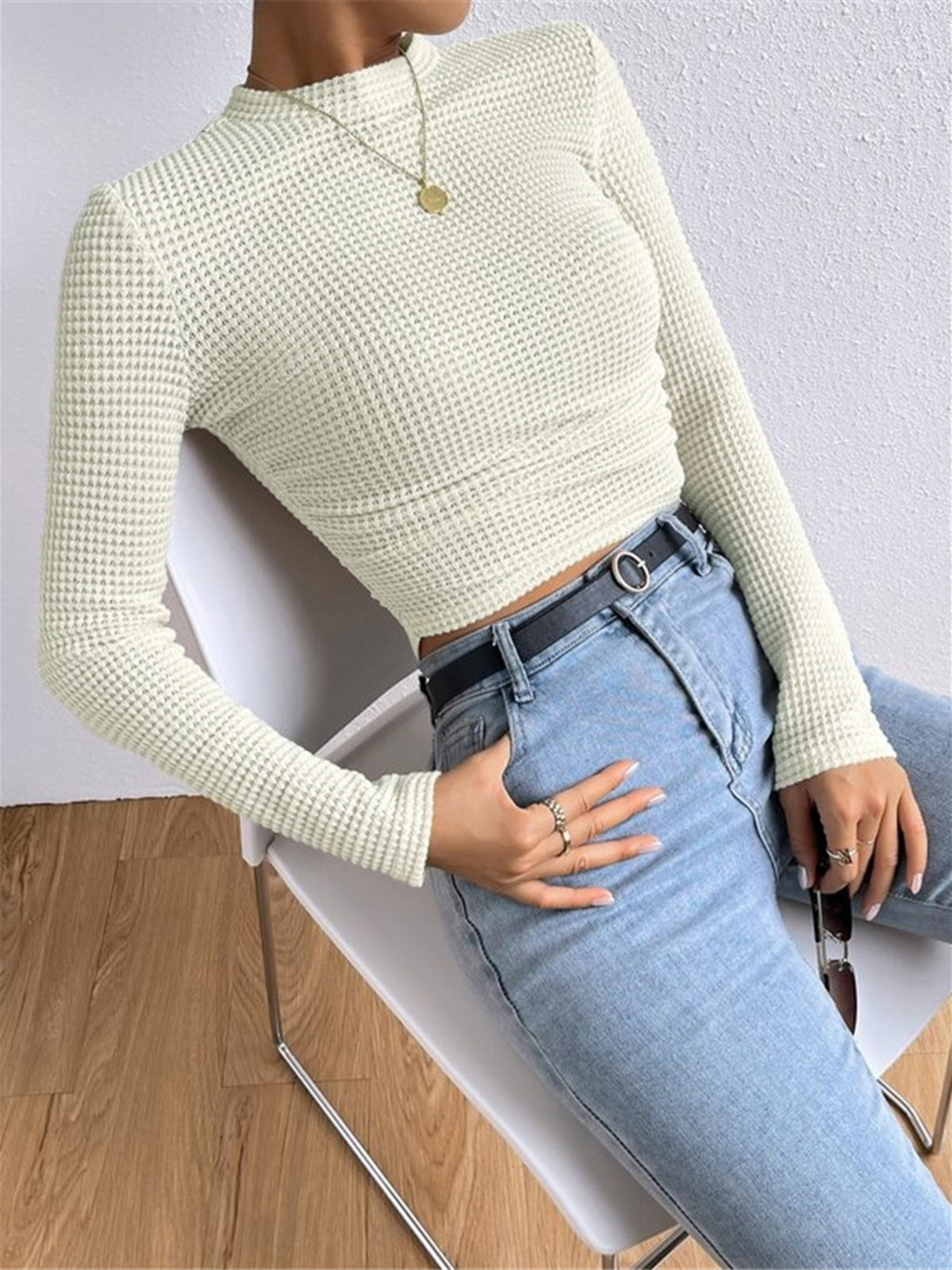 Damenpullover Slim Fit Waffle