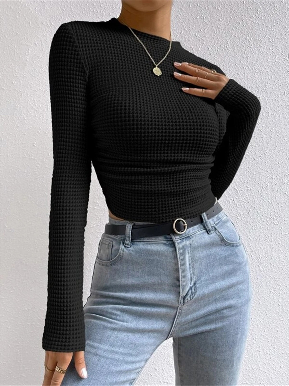 Damenpullover Slim Fit Waffle