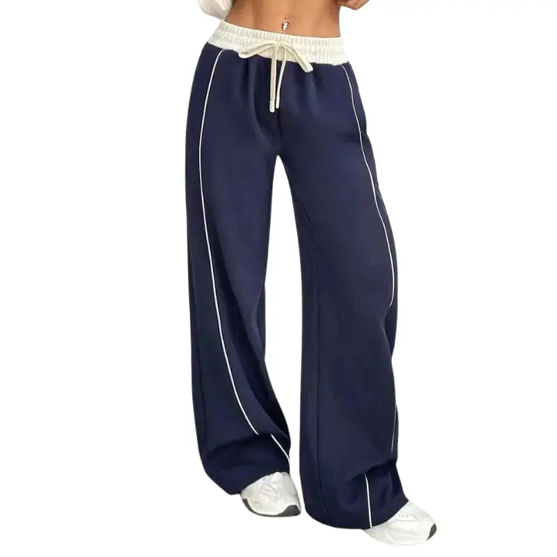 Dehnbare Damen Jogginghose mit weitem Bein und verstellbarem Bund – Komfortabel und vielseitig 1