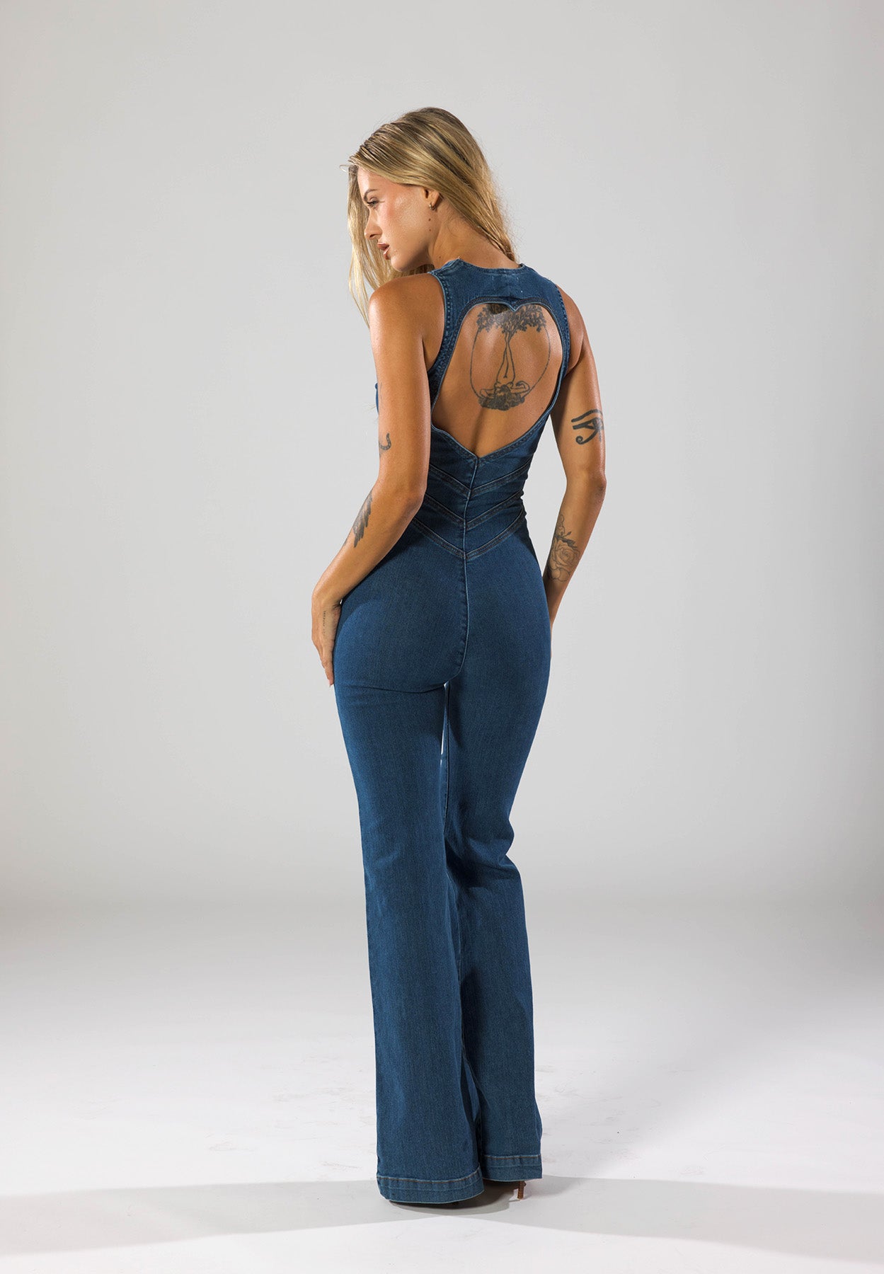 Denim Jumpsuit mit Flared Beinen