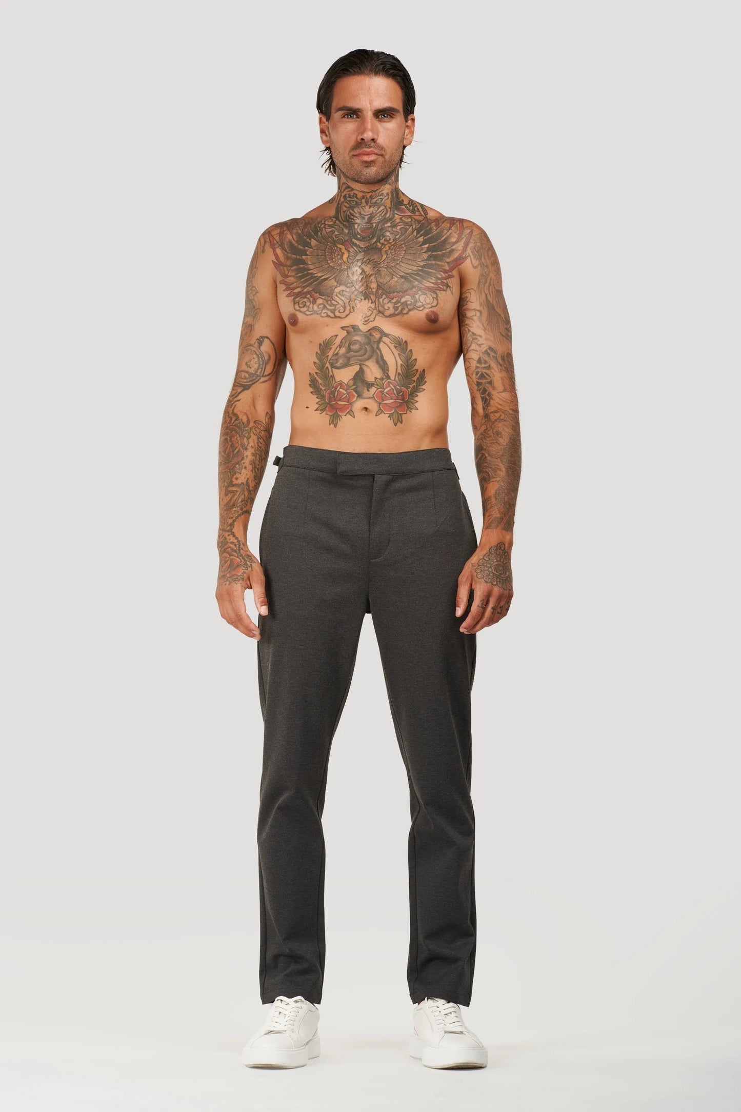 Dark gray slim fit pants for winter