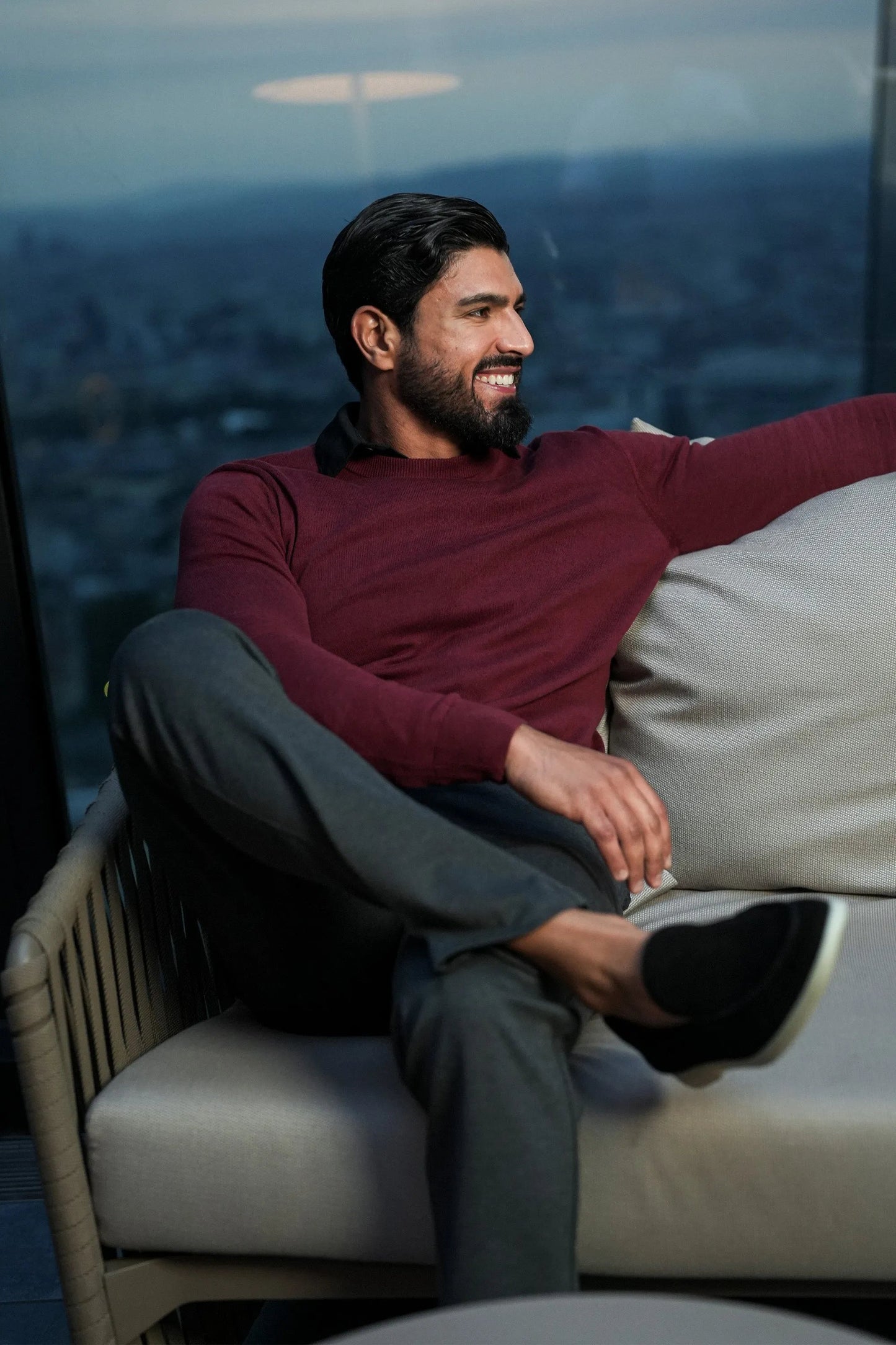 Dark gray slim fit pants for winter