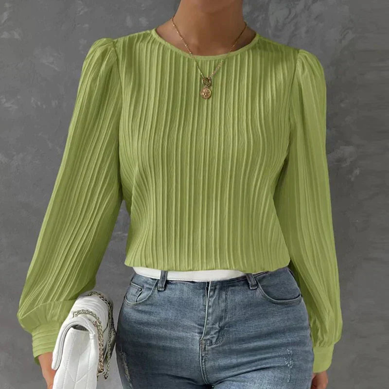 Beatrix | elegante Bluse für Damen mit Faltenstruktur aus Baumwolle