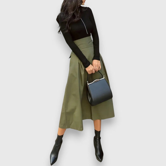 Elegante A-Linie Midi-Spitze mit Taillengürtel