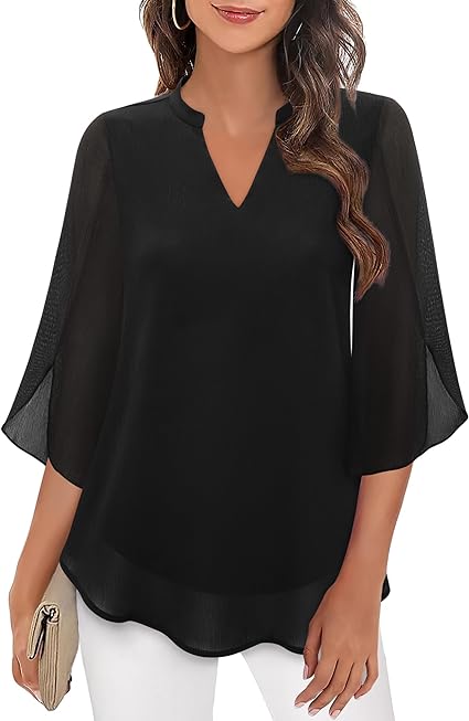 Elegante Damenbluse mit 3/4 Ärmeln