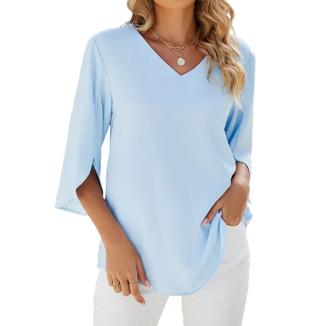Elegante Damenbluse mit V-Ausschnitt